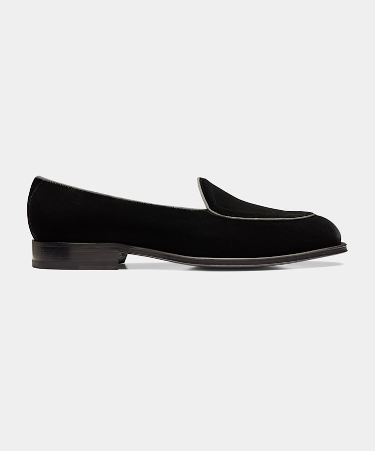 velvet tuxedo slippers