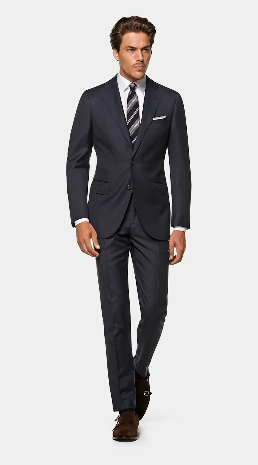 Navy Lazio Jacket | Pure Wool S110's Single Breasted ...
