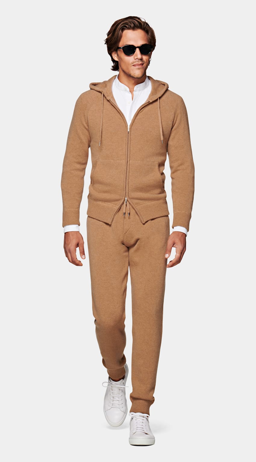 boss hoodie camel