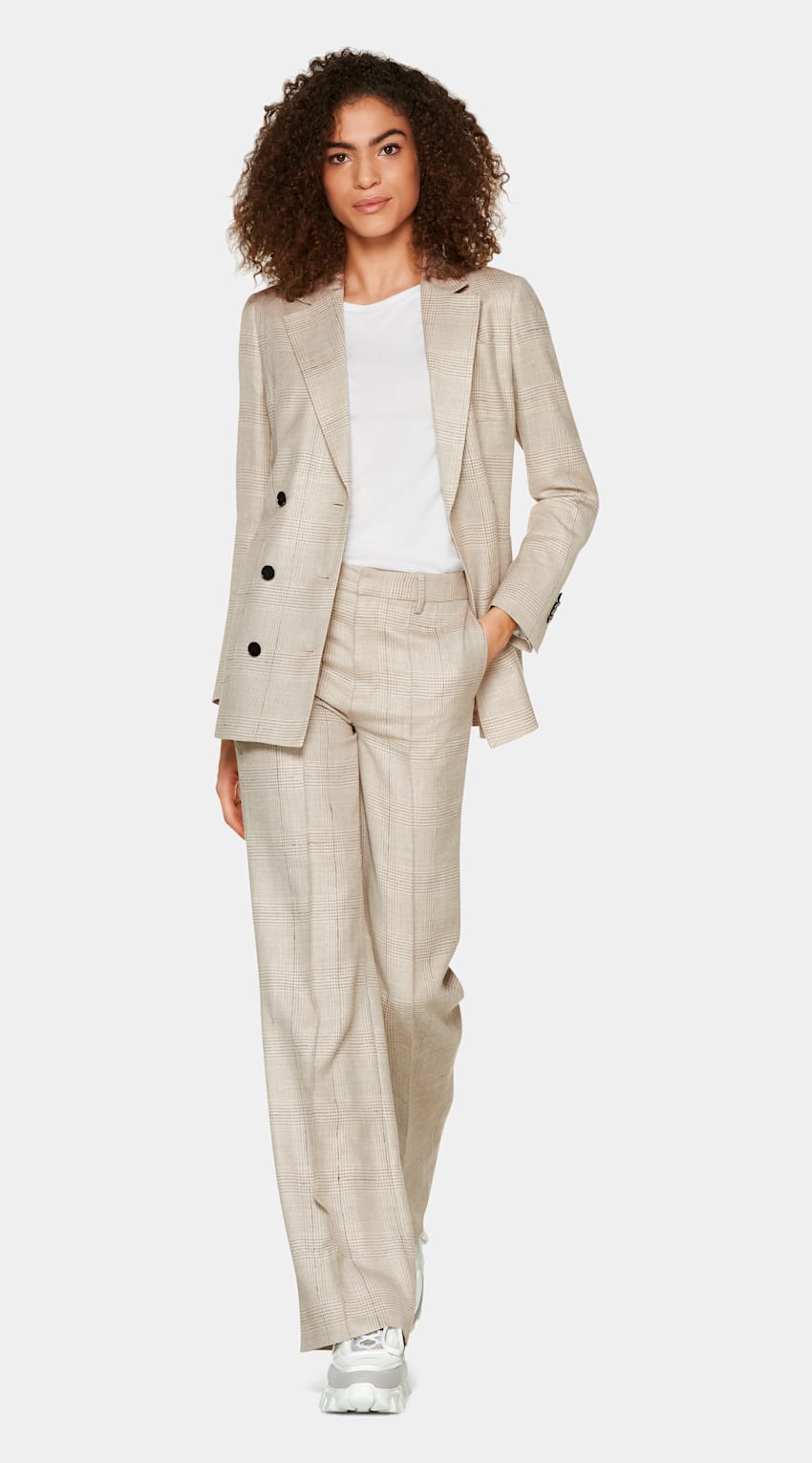 Giacca Joss Marrone Chiaro A Quadri Lana Seta Lino Double Breasted Suitsupply Online Store
