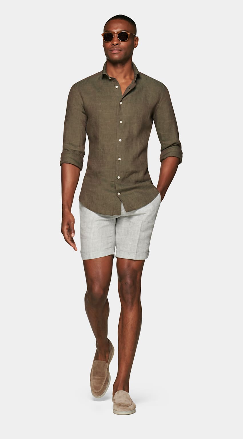 Green Slim Fit Shirt | Pure Linen | Suitsupply Online Store