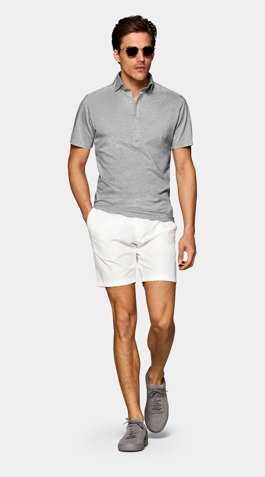 Light Grey Jersey Extra Slim Fit Short Sleeve Popover | Knitted Pure ...