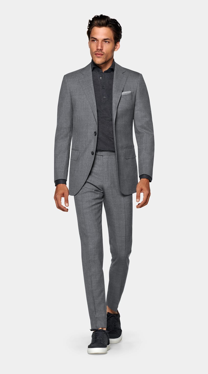 Mid Grey Lazio Suit | Pure Tropical Wool Single Breasted ...