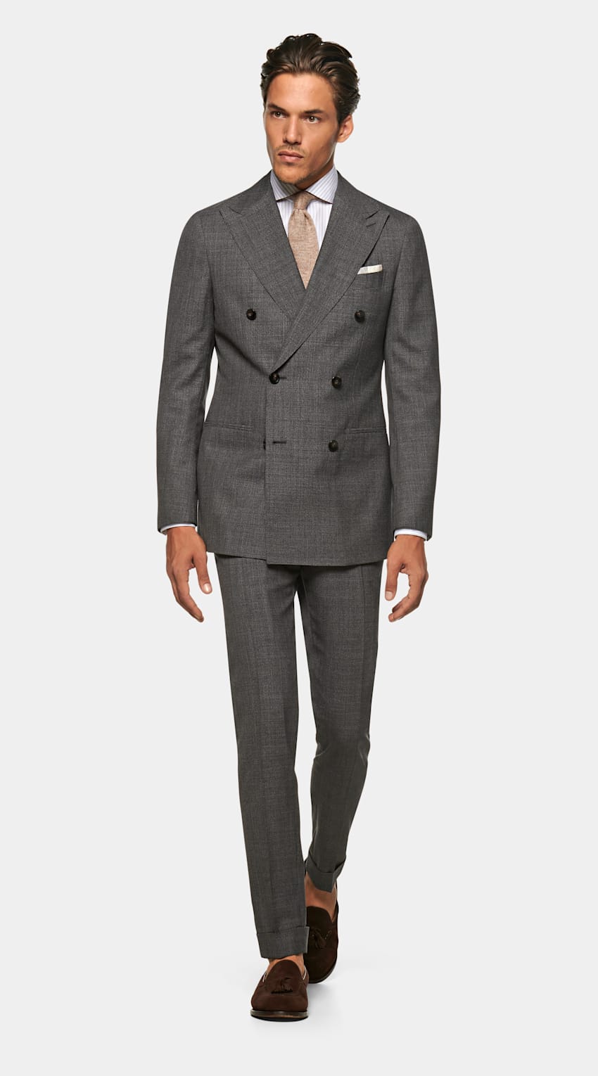 Mid Grey Havana Suit | Pure Wool Double Breasted | Suitsupply Online Store