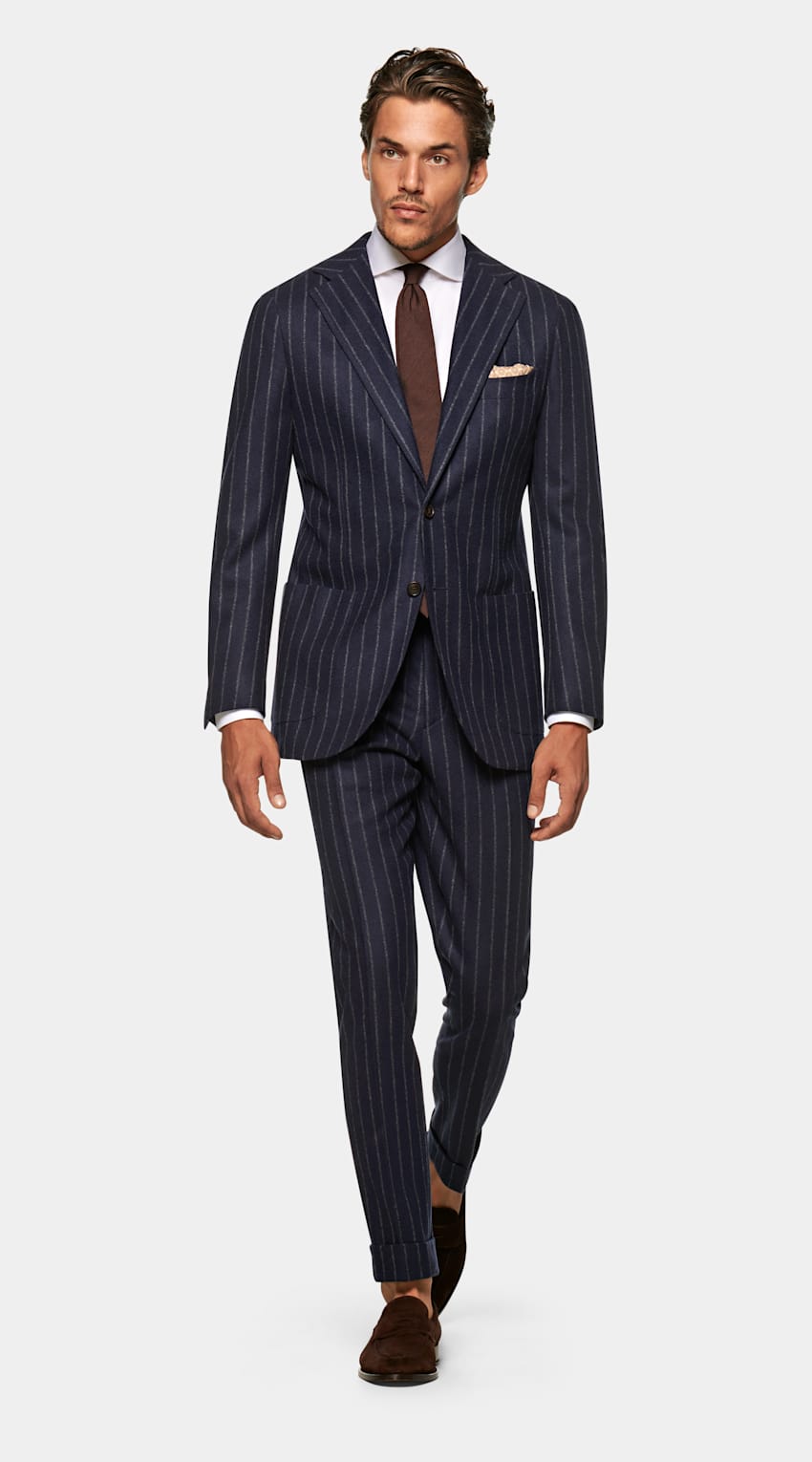 Navy Stripe Jort Suit | Pure Wool Flannel Single Breasted | Suitsupply ...
