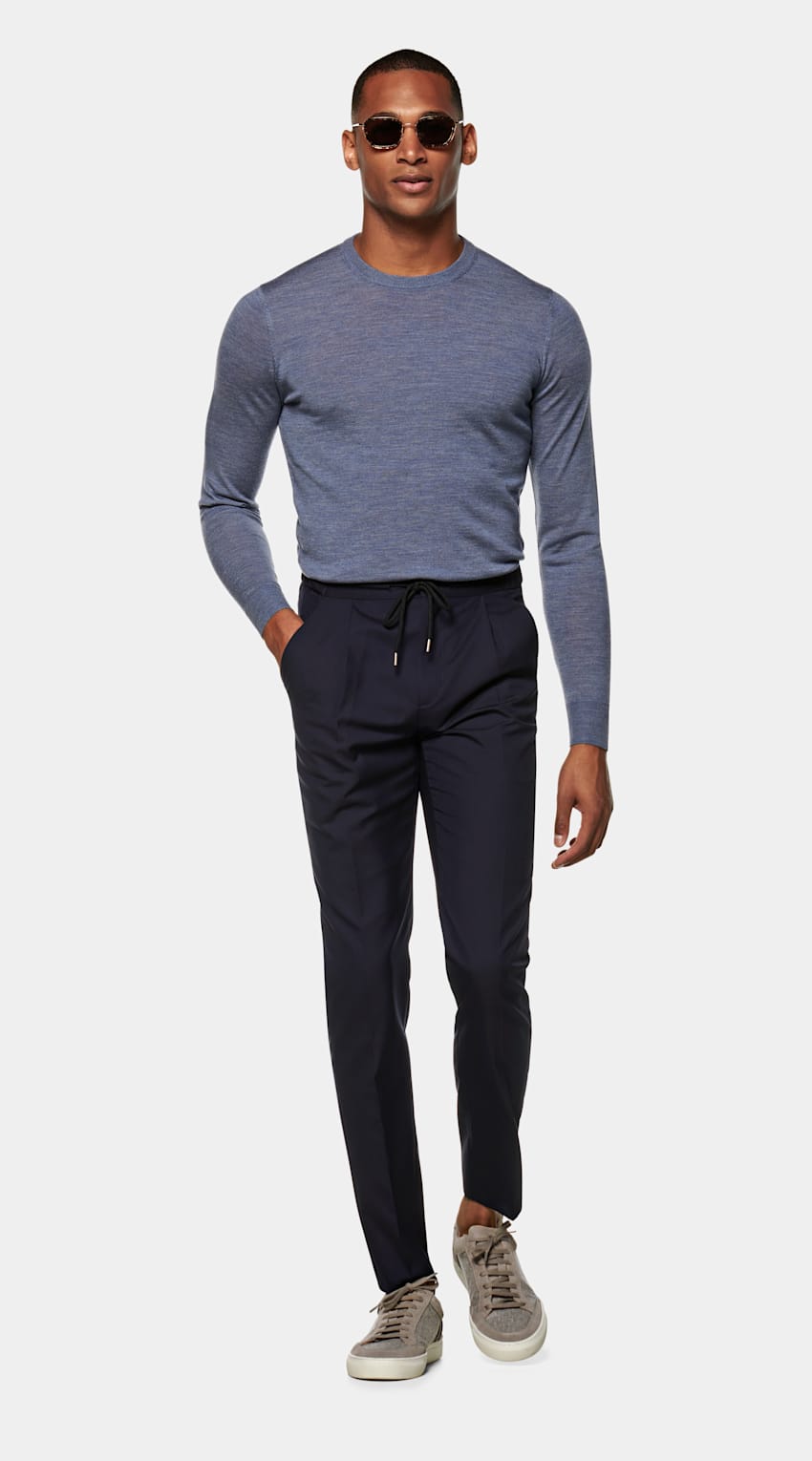 Navy Drawstring Ames Trousers | Pure Tropical Wool S120's | Suitsupply ...