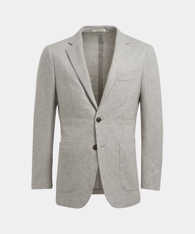 Light Grey Overcoat | Knitted Pure Wool Double Breasted ...