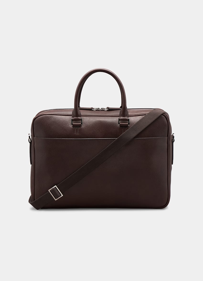 Brown Briefcase Grain Calf Leather Suitsupply Online Store