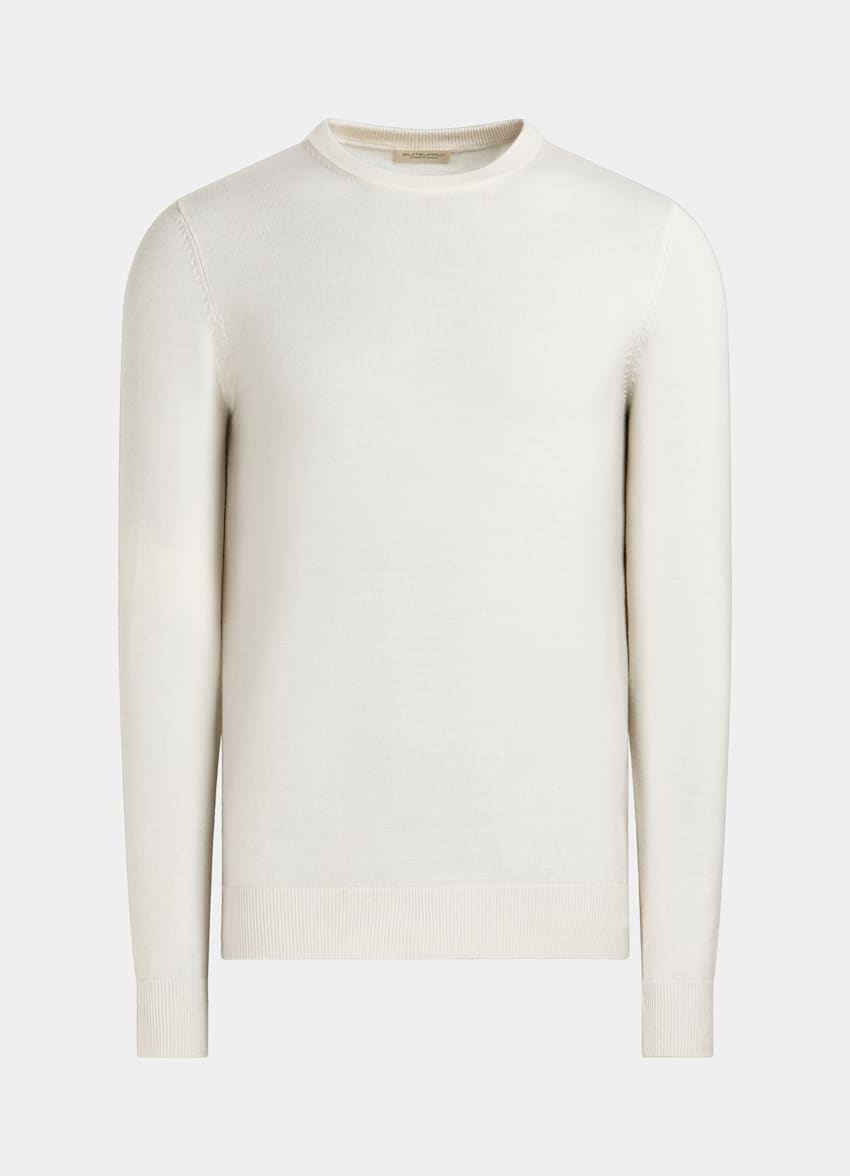 Off-White Crewneck | Pure Merino Wool | Suitsupply Online Store