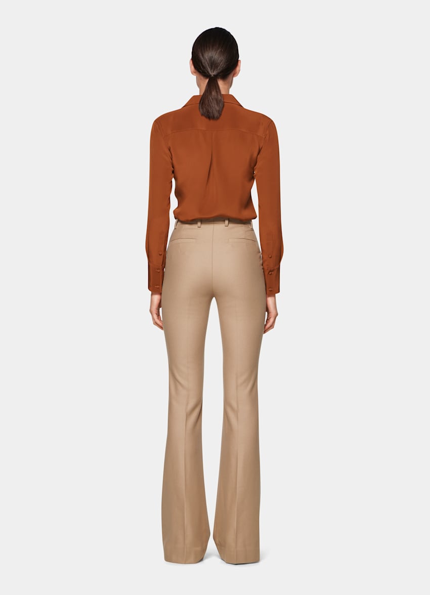 camel flared trousers