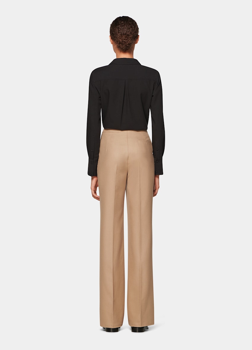 Wide leg camel trousers clearance