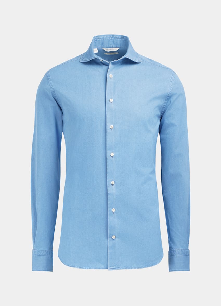 blue slim fit shirt