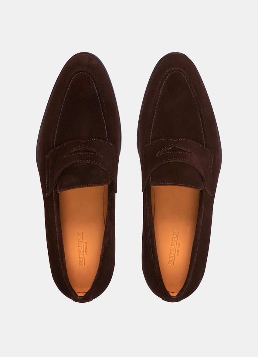 Dark Brown Penny Loafer | Italian Calf Suede | Suitsupply Online Store
