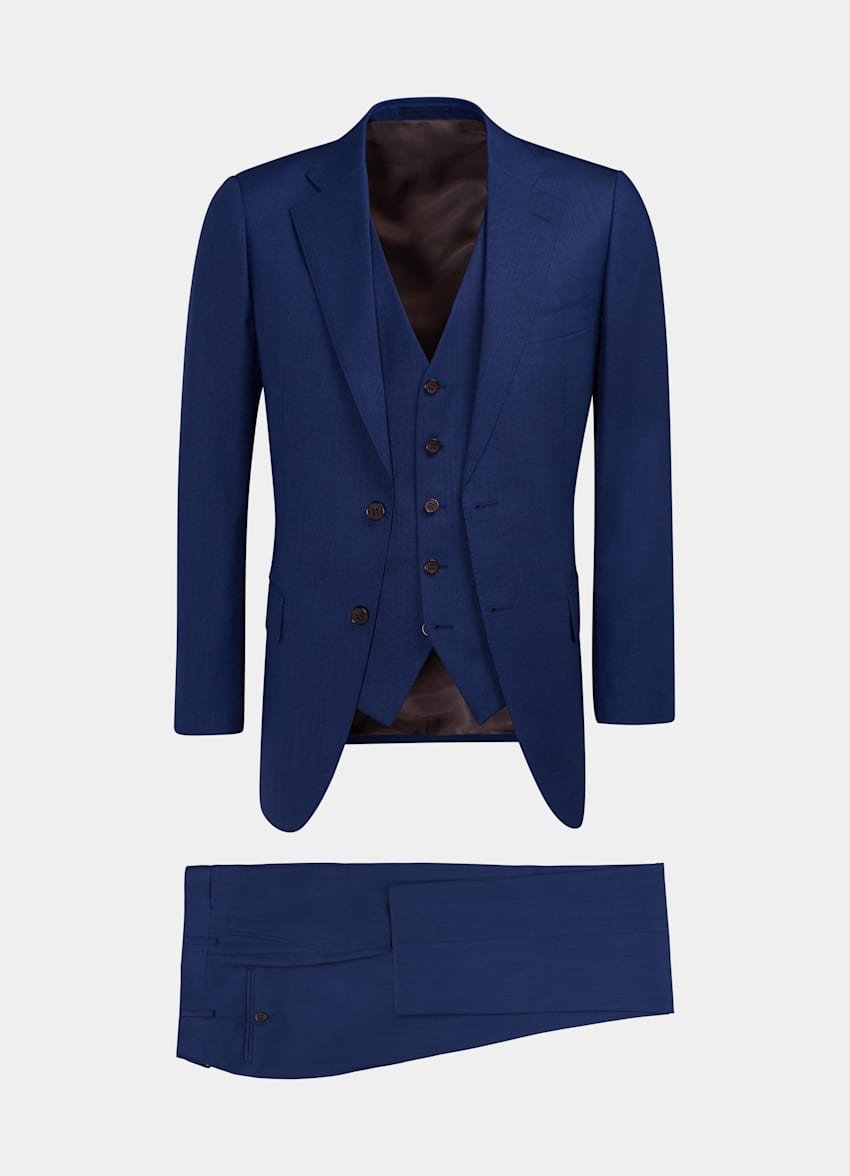 Mid Blue Lazio Suit Pure Tropical Wool Three Piece Suitsupply Online Store