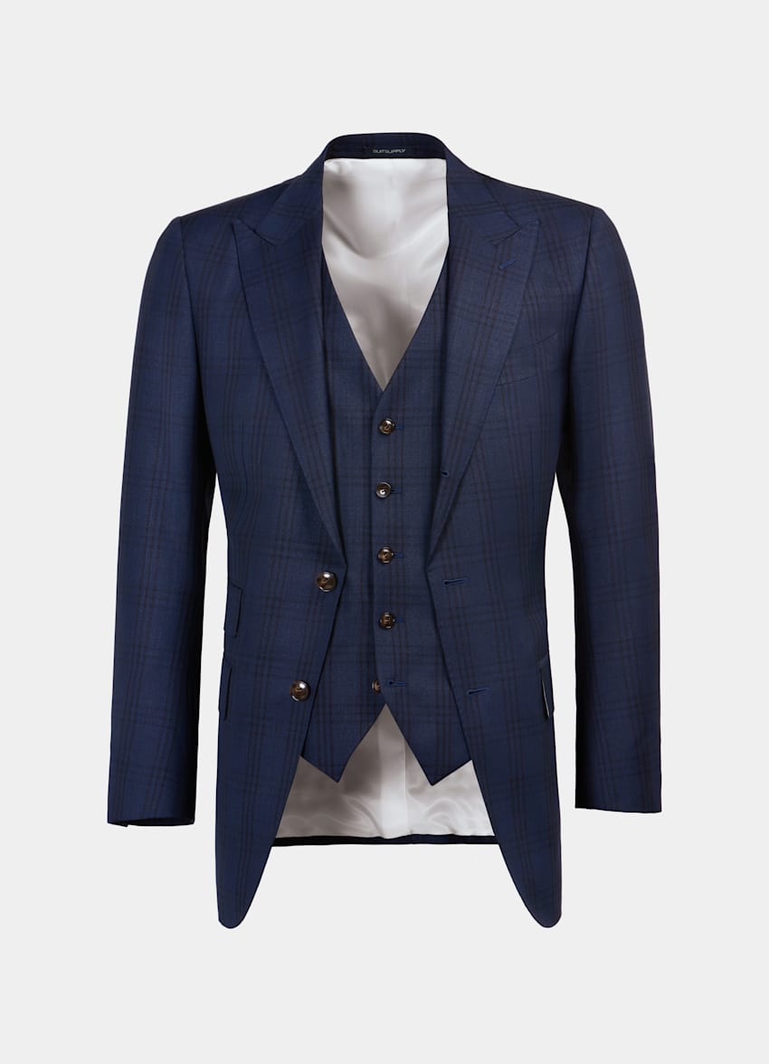 Abito Washington Blu A Quadri Pura Lana S130 S Three Piece Suitsupply Online Store