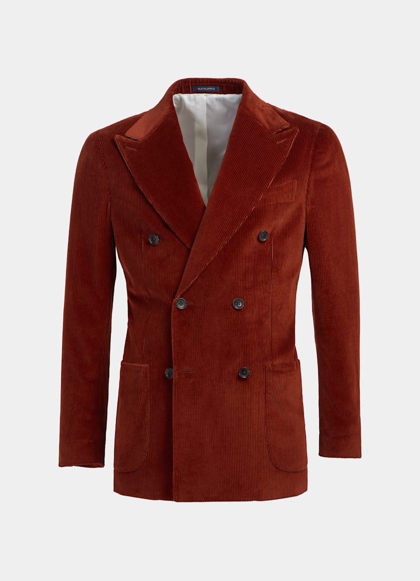 Dark Red Havana Suit | Pure Cotton Corduroy Double Breasted ...