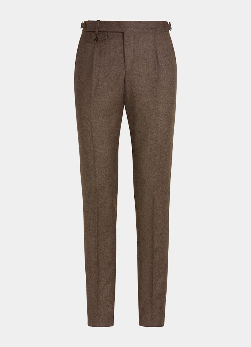 Brown Pleated Brentwood Trousers | Pure Wool | Suitsupply Online Store
