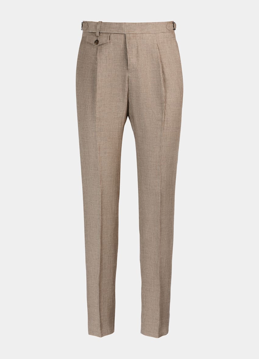 Brown Pleated Brentwood Trousers | Pure Linen | Suitsupply Online Store