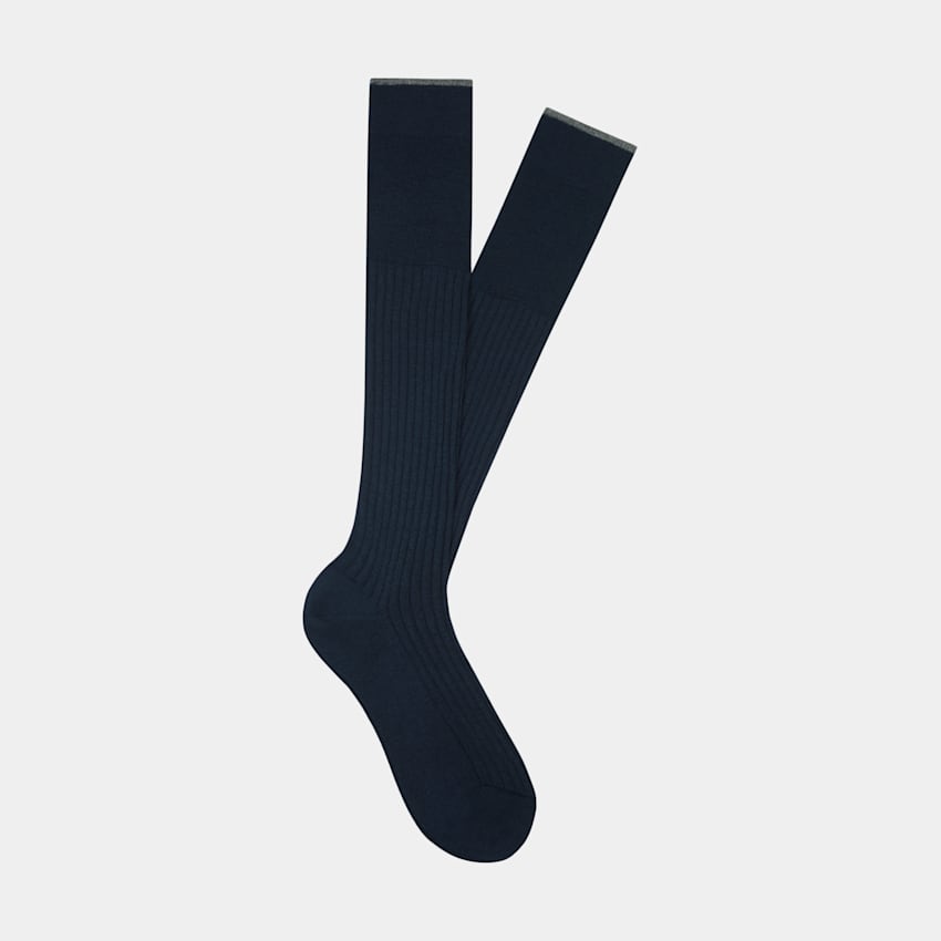 Navy Knee high Socks Jort Cashmere Silk Suitsupply Online Store