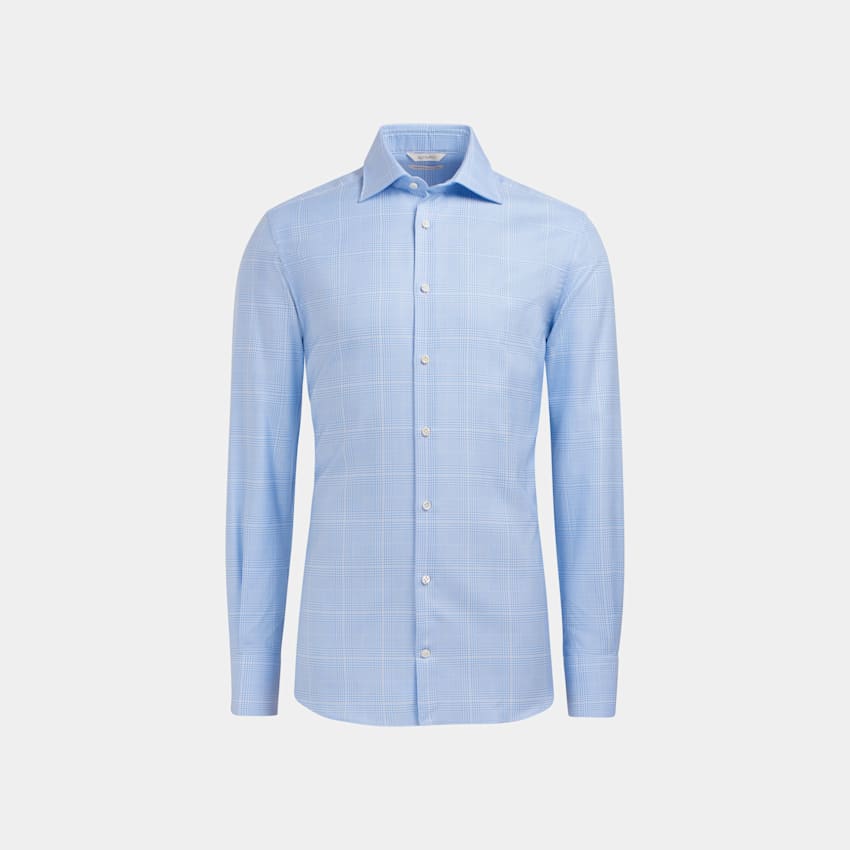 Camicia Azzurra A Quadri Vestibilita Slim Cotone Egiziano Suitsupply Online Store