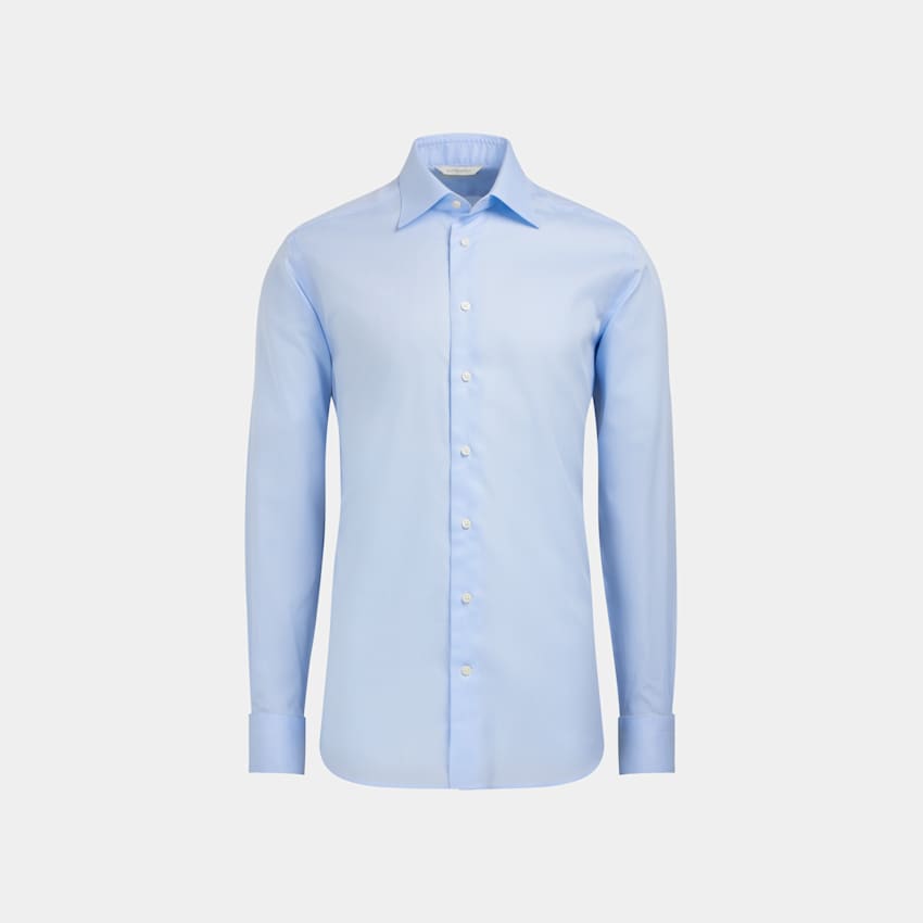 Light Blue Oxford Slim Fit Shirt Cotton Two Ply Traveller
