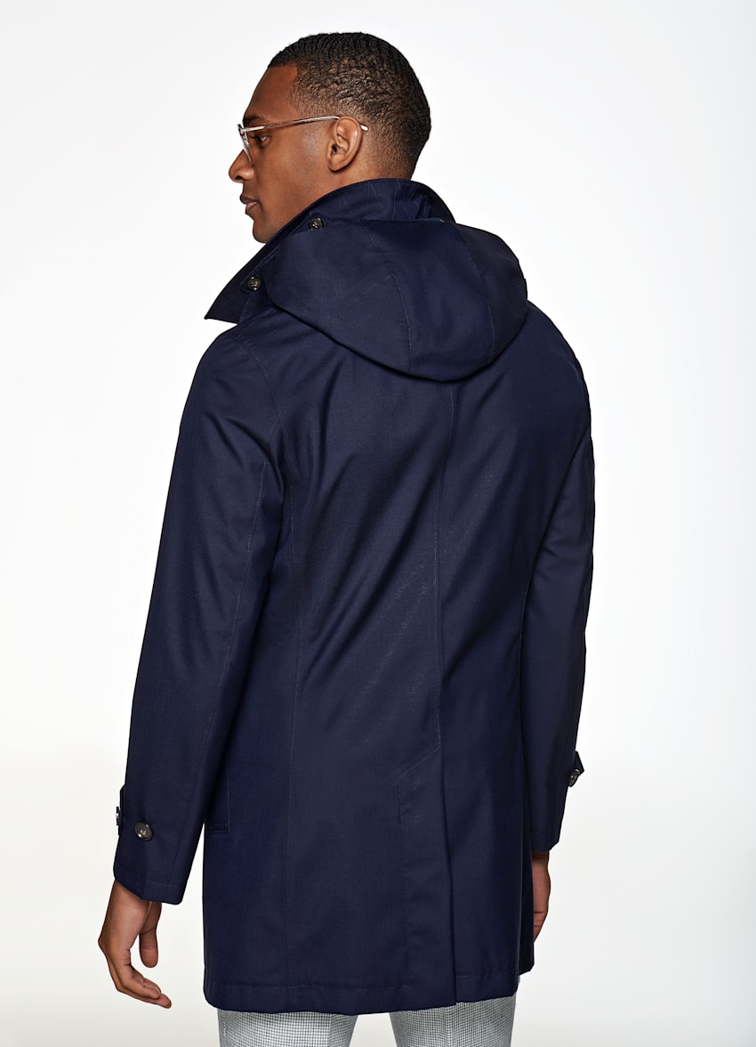 Navy Raincoat WaterResistant Wool Polyurethane Suitsupply Online Store