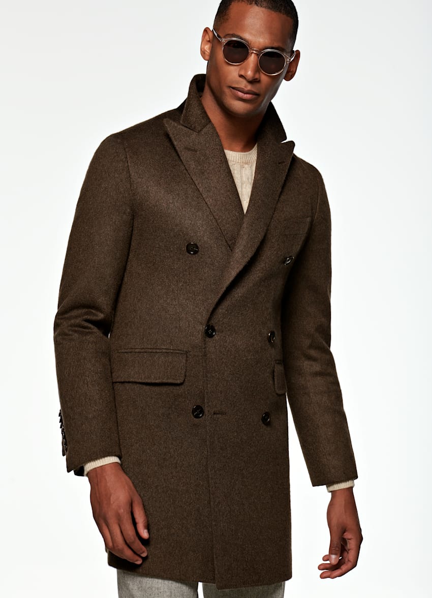 dark brown overcoat