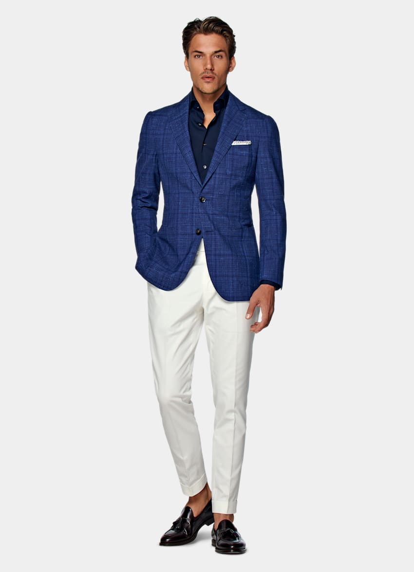 Blue Check Havana Jacket | Wool Silk Linen Single Breasted | Suitsupply ...