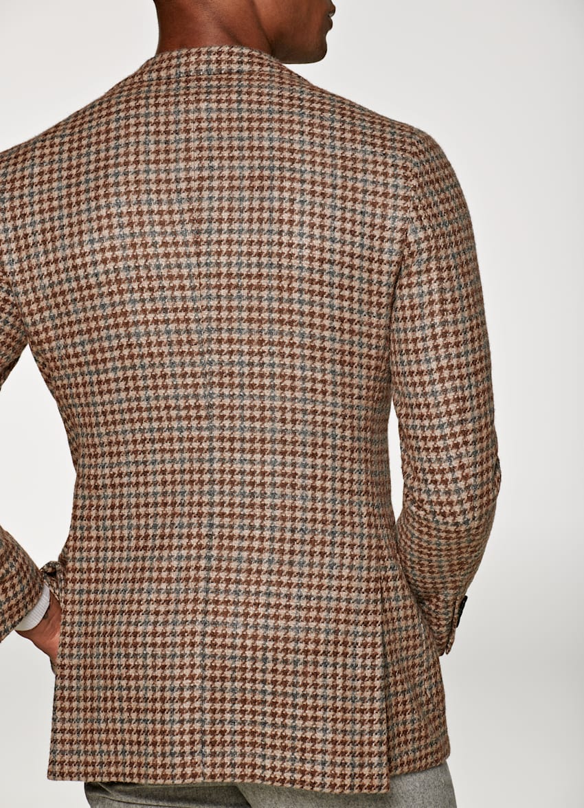 Veste pied de poule homme marron Outlet
