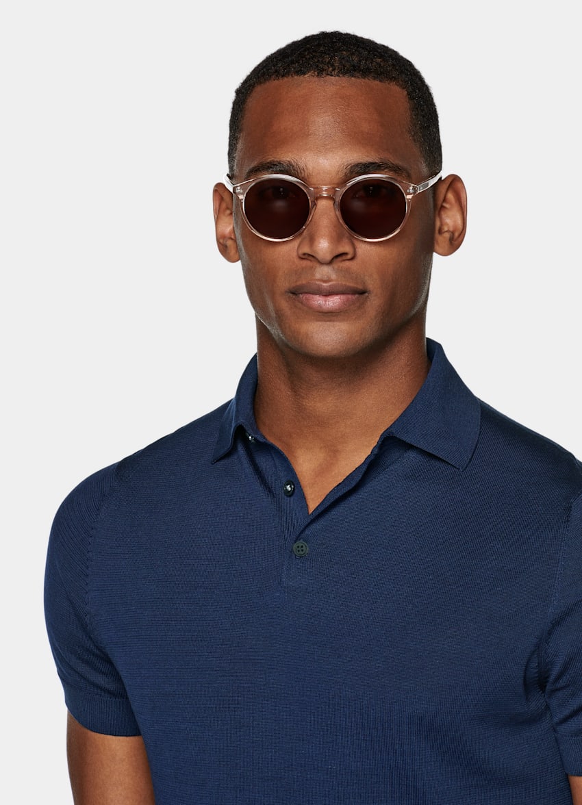 Blue Polo | Cotton Silk | Suitsupply Online Store