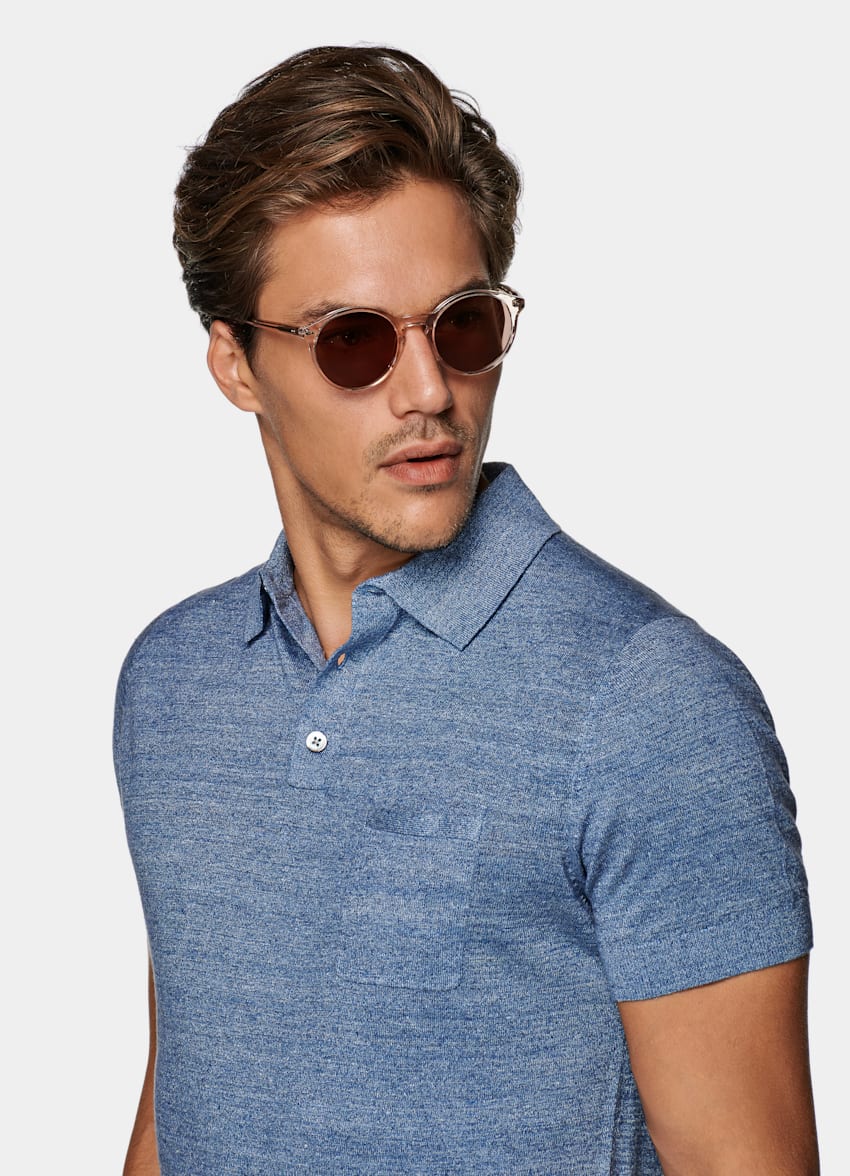 Blue Polo | Linen Cotton | Suitsupply Online Store