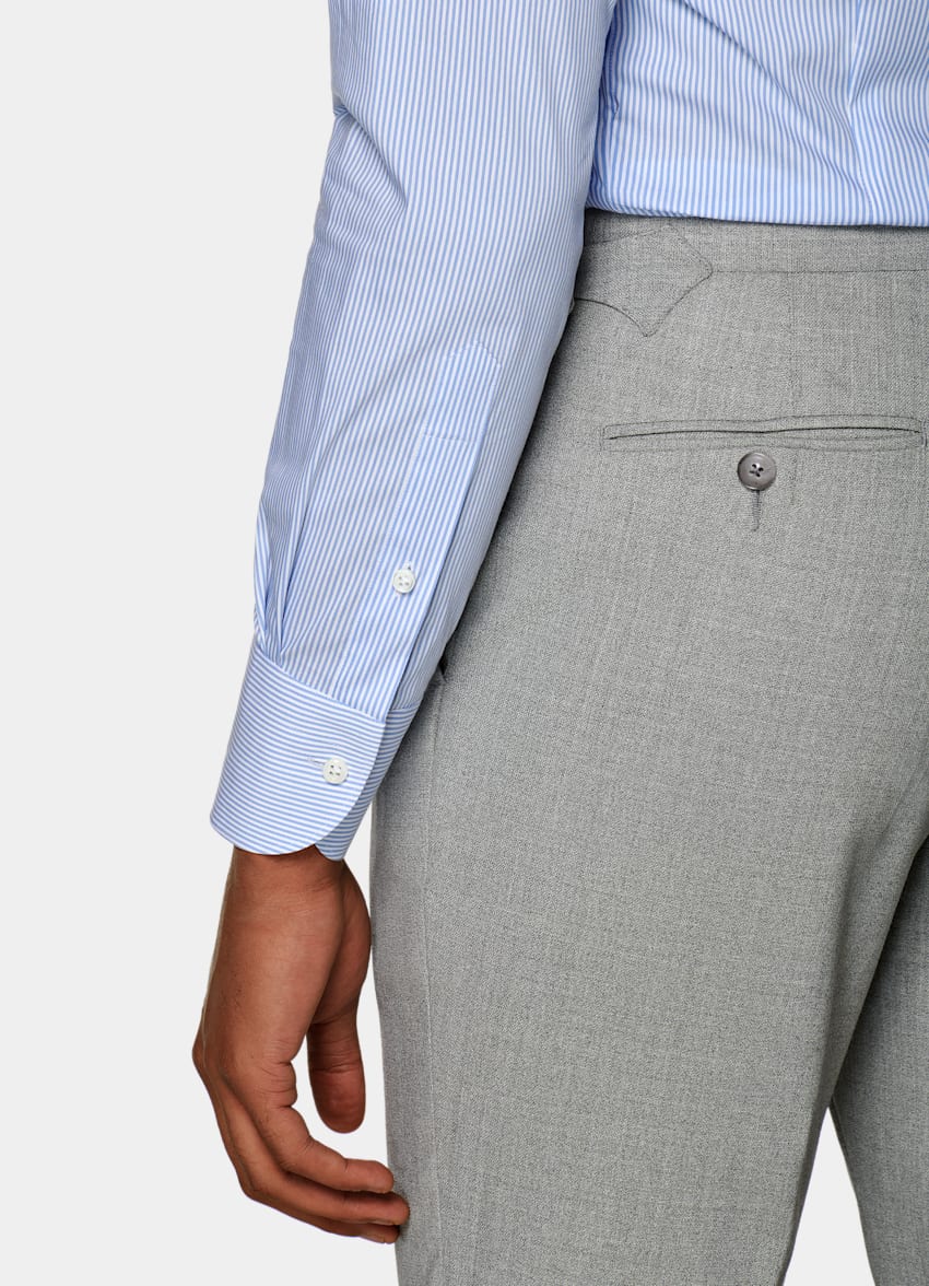 Mid Blue Stripe Extra Slim Fit Shirt | Stretch Cotton Polyamide ...
