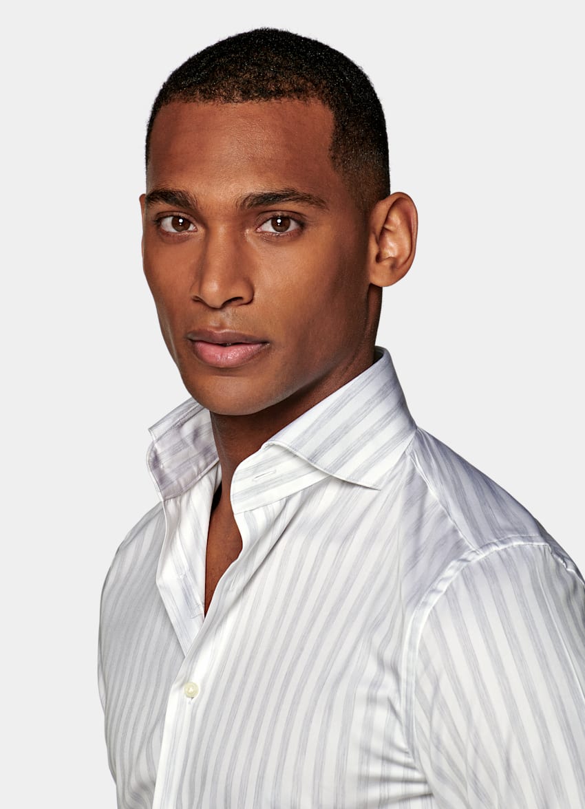 Grey Stripe Extra Slim Fit Shirt | Cotton Lyocell | Suitsupply Online Store