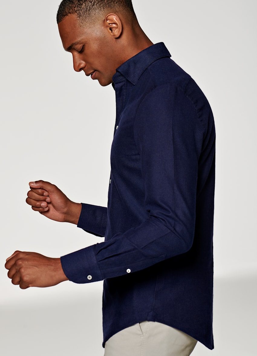 navy blue slim fit shirt