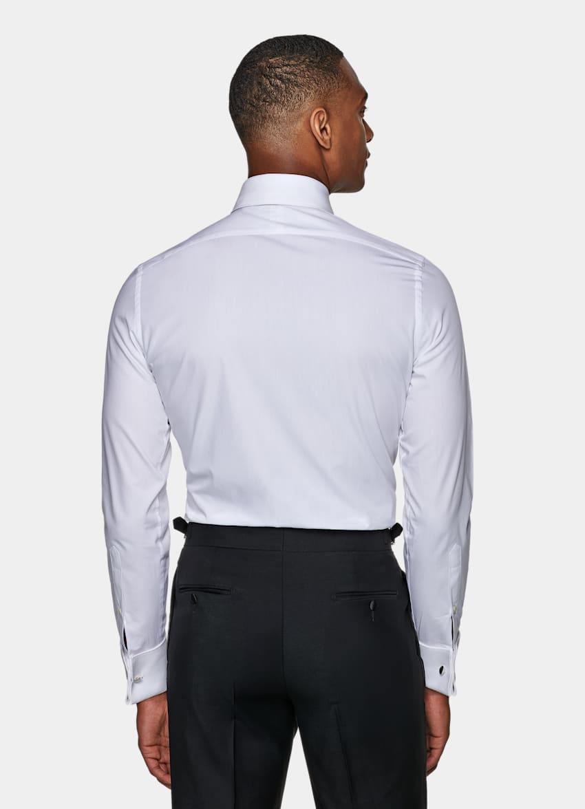 White Piqué Slim Fit Tuxedo Shirt | Egyptian Cotton | Suitsupply Online ...