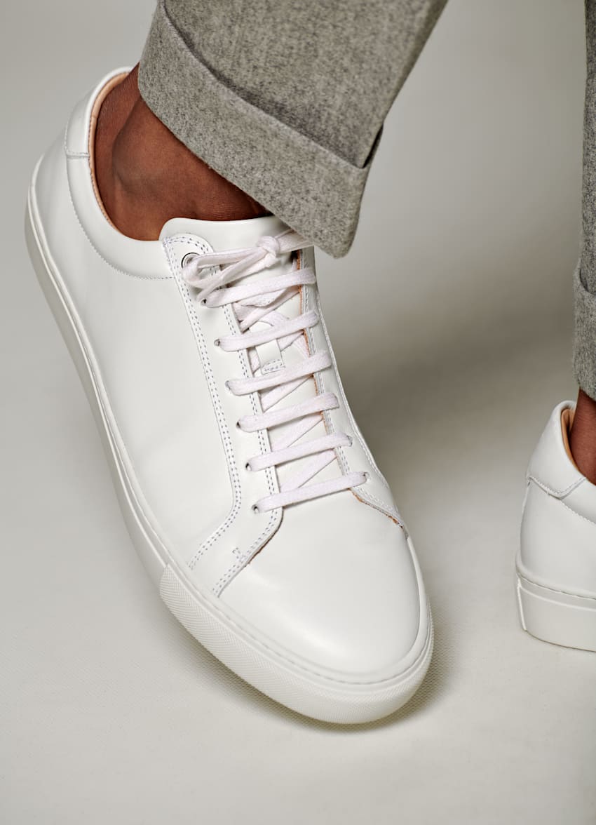 Suitsupply White Leather Sneakers Top