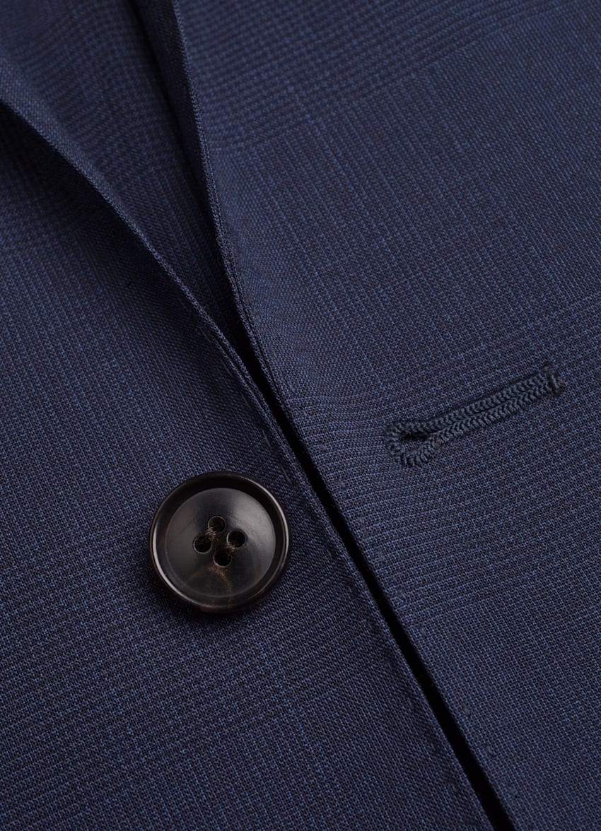 Navy Check Havana Suit | Pure Wool Traveller Single Breasted ...