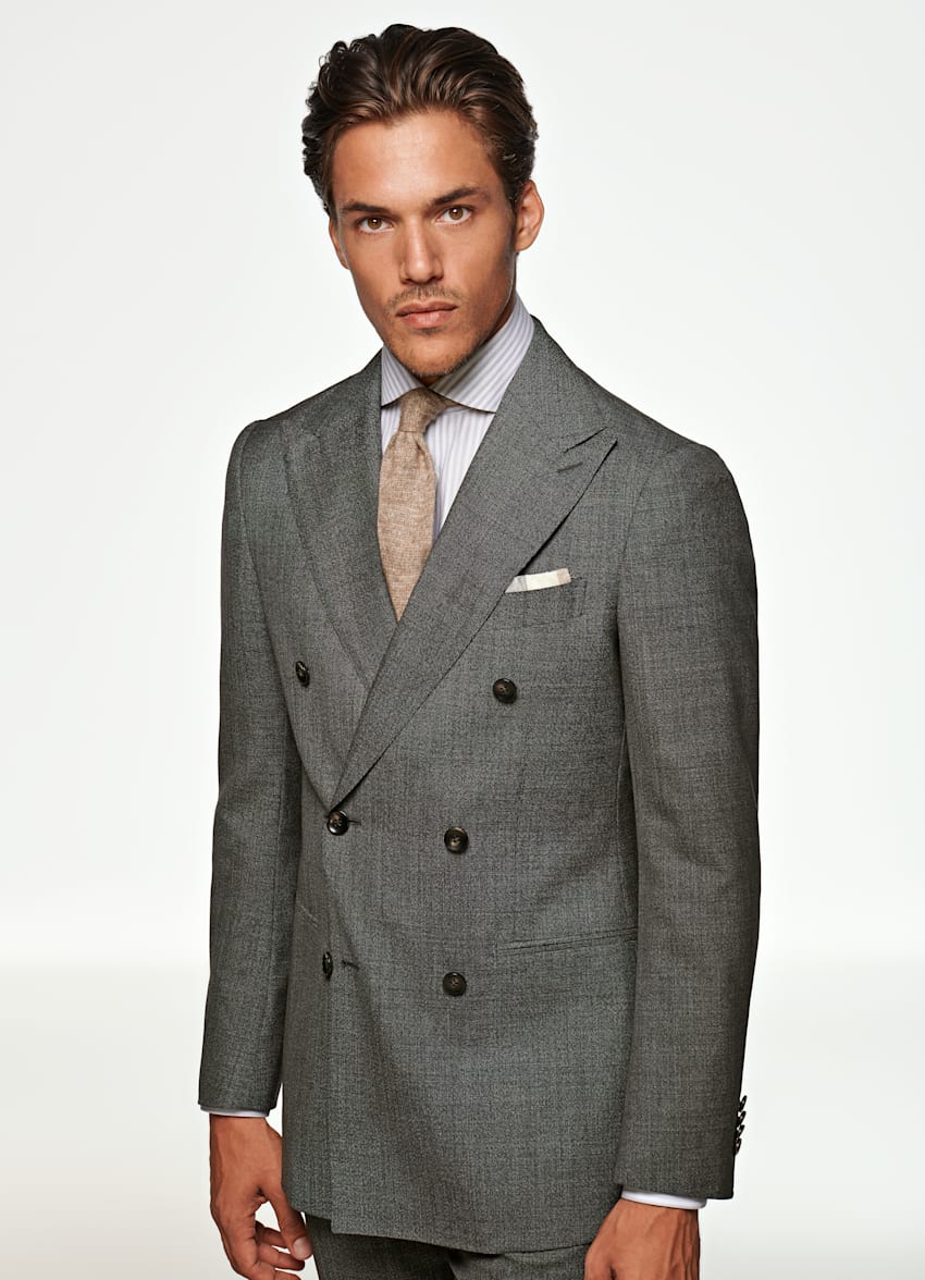 Mid Grey Havana Suit Pure Wool Double Breasted Suitsupply Online Store