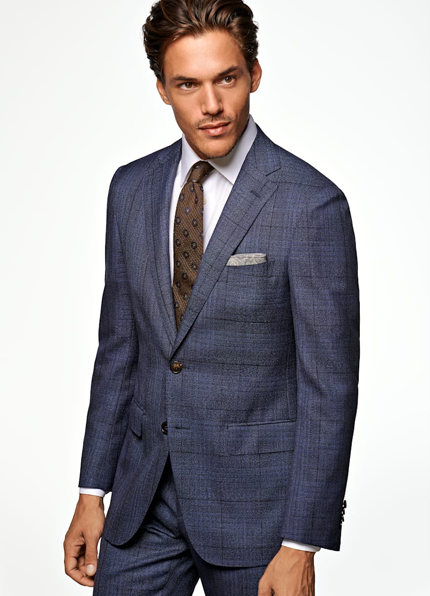 Abito Sienna Blu A Quadri Pura Lana Single Breasted Suitsupply Online Store