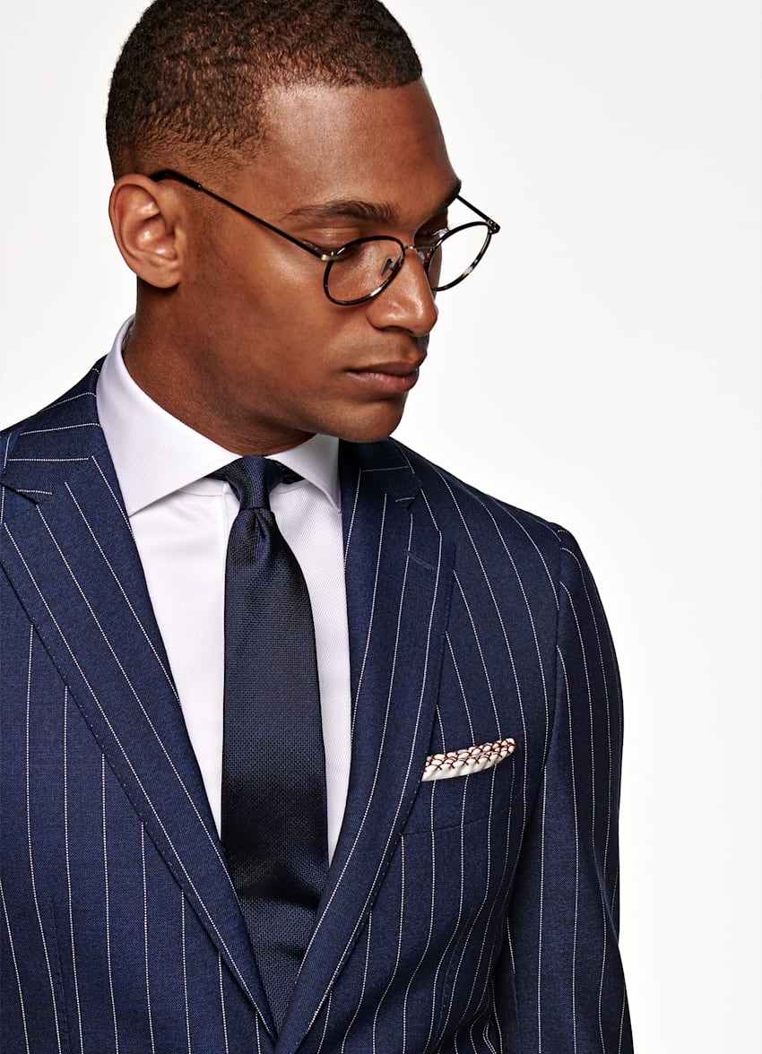 Costume Havana bleu marine à rayures tennis | Pure laine S130's Single  Breasted | Suitsupply Online Store