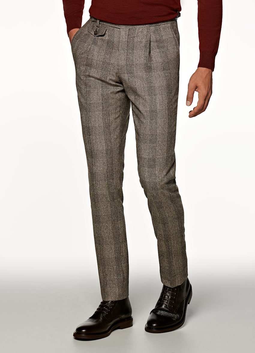 pleated flannel pants