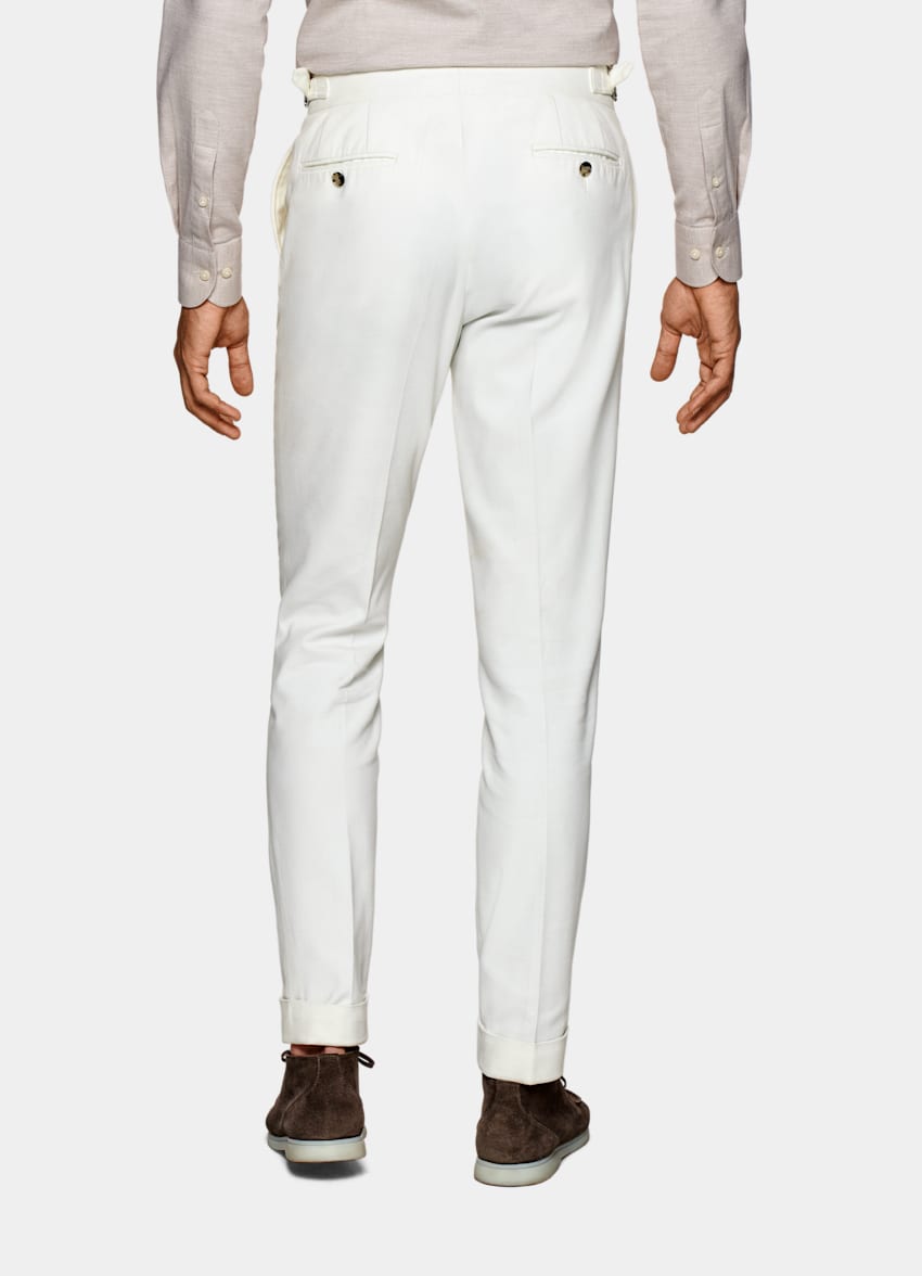 Off White Pleated Braddon Trousers | Stretch Cotton | Suitsupply Online ...
