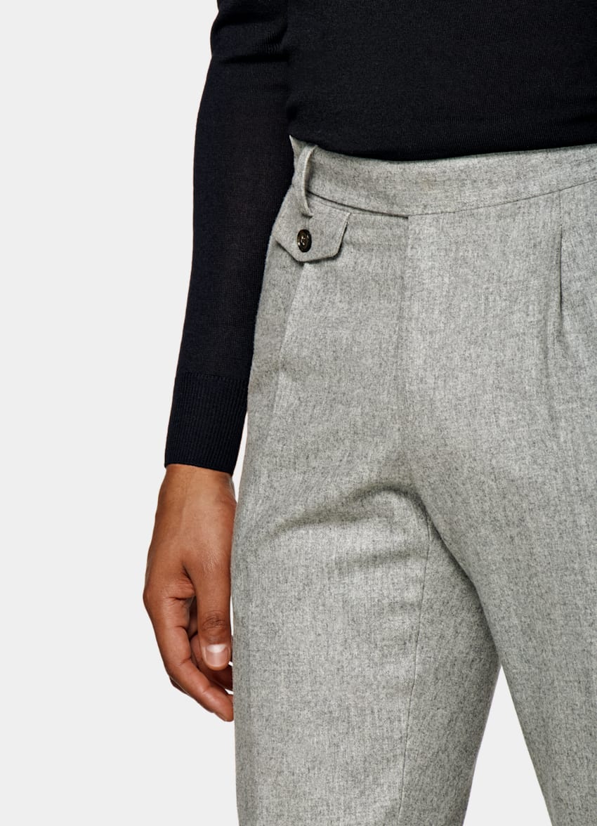Light Grey Pleated Brentwood Trousers | Circular Wool Flannel ...