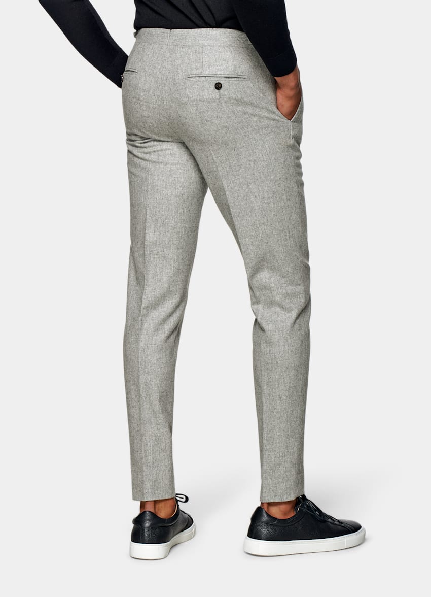 Light Grey Pleated Brentwood Trousers | Circular Wool Flannel ...