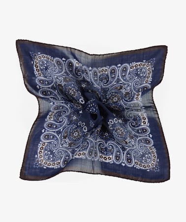 Navy Paisley Pocket Square
