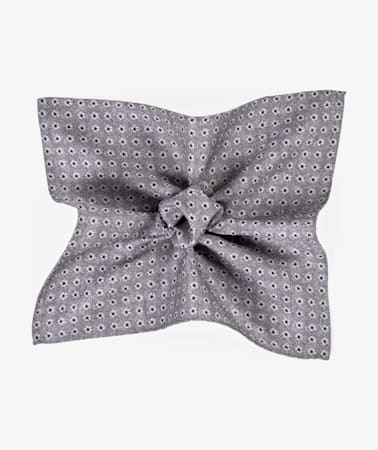 Grey Flower Pocket Square