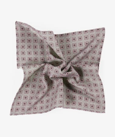 Grey Flower Pocket Square