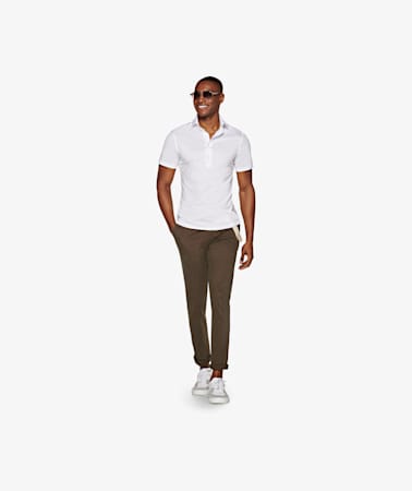 White Knitted Shirt Polo