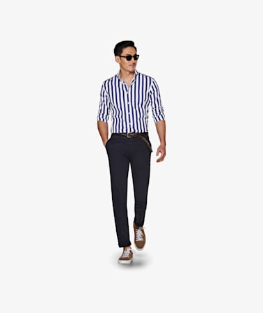 Navy Stripe Poplin Shirt