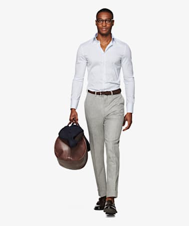 Light Blue Stripe Poplin Shirt